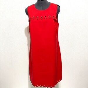 J.Crew Woman Red Grommet Scalloped Shift Sleeveless Dress Size 8